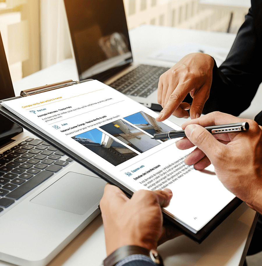 rapport de visite de copropriete tenu dans des mains