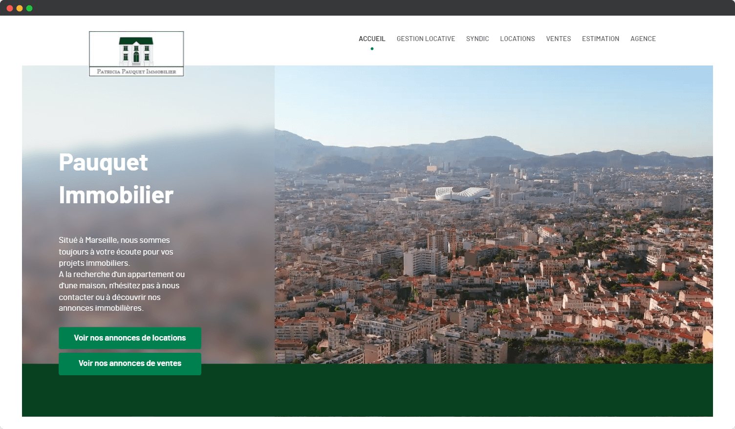 accueil du site de l'agence Pauquet immobilier